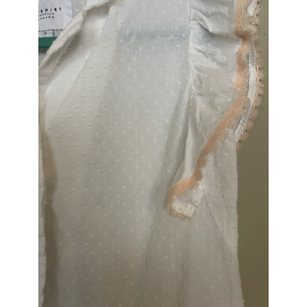 White Button-Front Mini Dress with Ruffle Sleeves - Picture 3 of 7